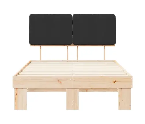 Voodiraam Pehme Peatoega Peaga Must 120 X 200 Cm Tahke Mänd