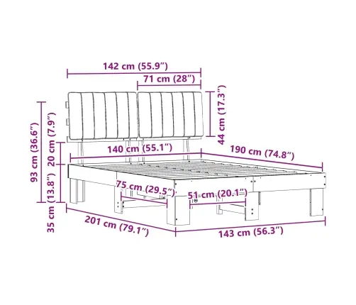 Lovo Rėmas Su Apmuštu Galvūgaliu Tamsiai Pilka 140 X 190 Cm