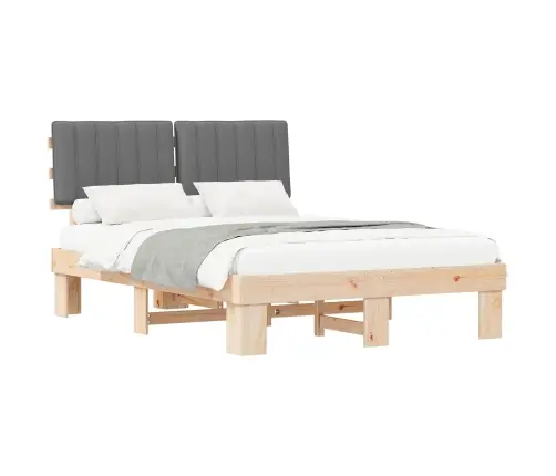 Gultas Rāmis Ar Polsterētu Galvas Balstu Gaiši Pelēks Vidaxl