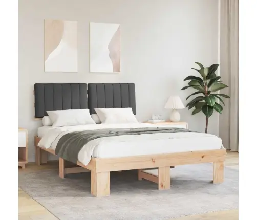 Gultas Rāmis Ar Polsterētu Galvas Balstu Tumši Pelēks Vidaxl