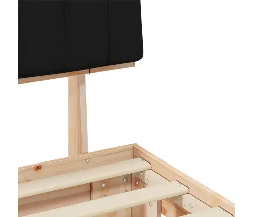 Voodiraam Pehme Peatoega Peaga Must 135 X 190 Cm Tahke Mänd