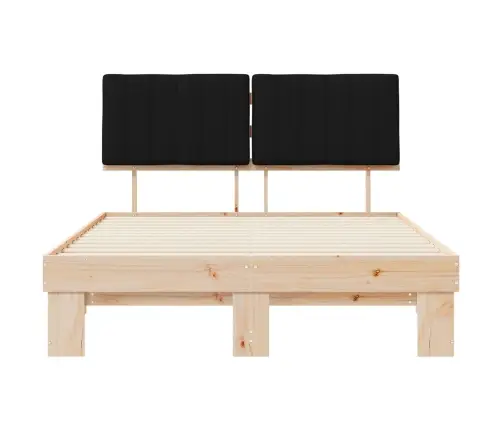 Voodiraam Pehme Peatoega Peaga Must 135 X 190 Cm Tahke Mänd