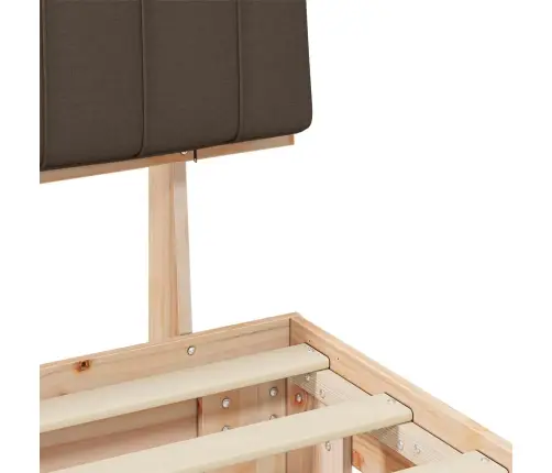 Voodiraam Pehme Peatoega Pruunikashall 135 X 190 Cm Tahke Mänd