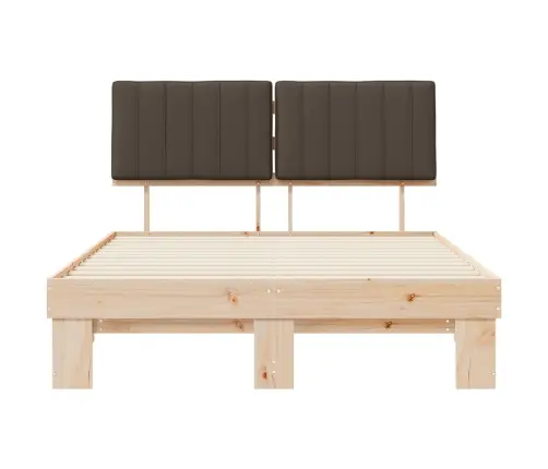 Voodiraam Pehme Peatoega Pruunikashall 135 X 190 Cm Tahke Mänd