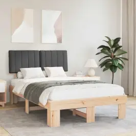 Voodiraam Pehme Peatoega Peaga Tumehall 120 X 190 Cm Tahke Mänd