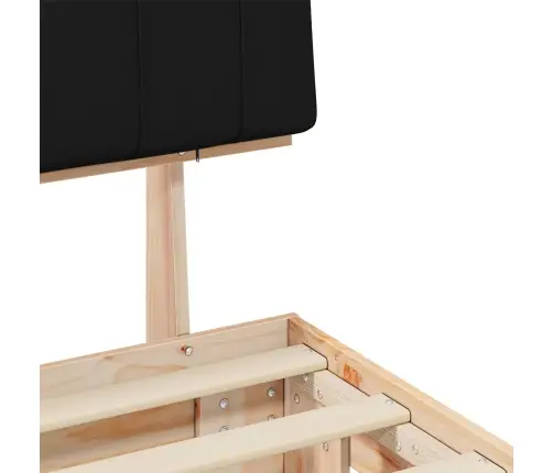 Gultas Rāmis Ar Polsterētu Galvas Balstu Melna 120 X 190 Cm Vidaxl