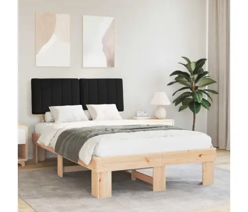 Gultas Rāmis Ar Polsterētu Galvas Balstu Melna 120 X 190 Cm Vidaxl