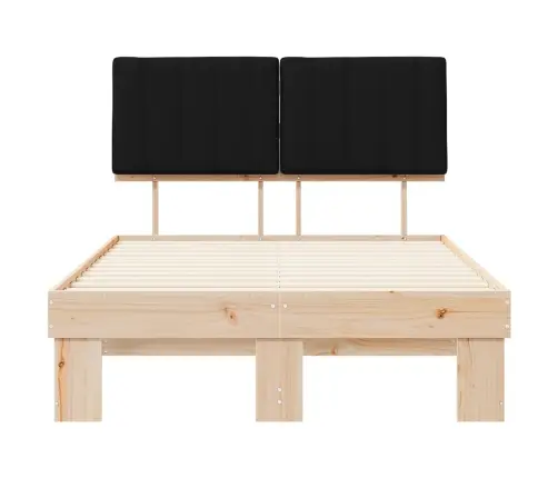 Gultas Rāmis Ar Polsterētu Galvas Balstu Melna 120 X 190 Cm Vidaxl