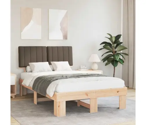 Gultas Rāmis Ar Polsterētu Galvas Balstu Pelēkbrūna Vidaxl