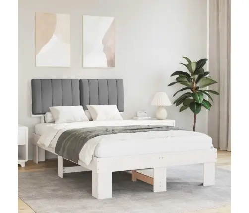 Gultas Rāmis Ar Polsterētu Galvas Balstu Gaiši Pelēks Vidaxl