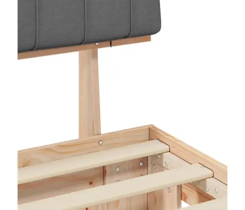 Voodiraam Pehme Peatoega Peaga Helehall 100 X 200 Cm Tahke Mänd