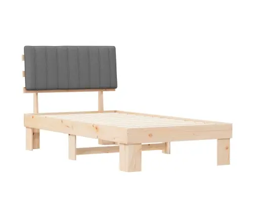 Voodiraam Pehme Peatoega Peaga Helehall 100 X 200 Cm Tahke Mänd