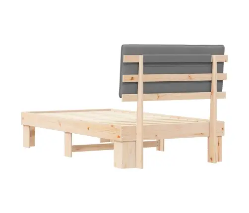 Voodiraam Pehme Peatoega Peaga Helehall 100 X 200 Cm Tahke Mänd