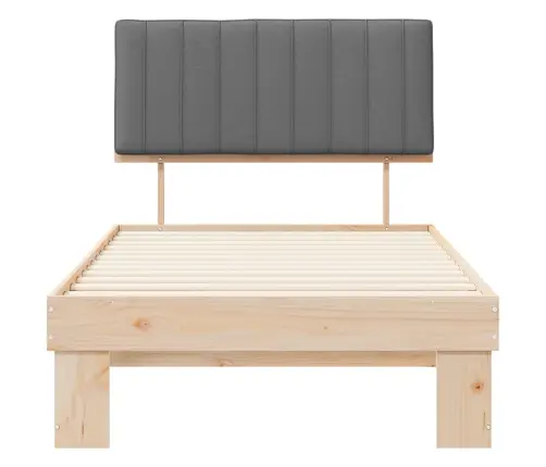 Voodiraam Pehme Peatoega Peaga Helehall 100 X 200 Cm Tahke Mänd