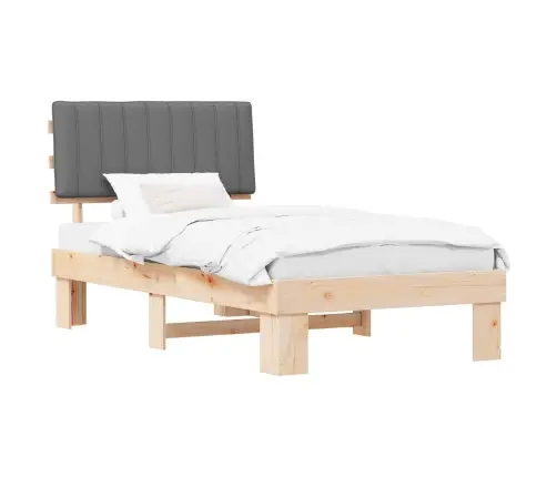 Voodiraam Pehme Peatoega Peaga Helehall 100 X 200 Cm Tahke Mänd