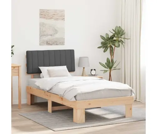 Gultas Rāmis Ar Polsterētu Galvas Balstu Tumši Pelēks Vidaxl