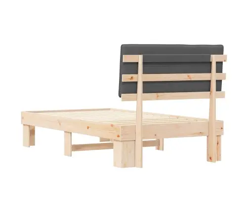 Gultas Rāmis Ar Polsterētu Galvas Balstu Tumši Pelēks Vidaxl