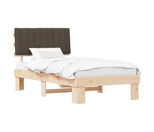 Gultas Rāmis Ar Polsterētu Galvas Balstu Pelēkbrūna Vidaxl