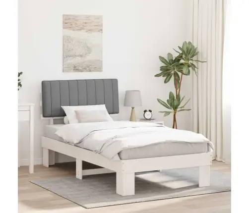 Gultas Rāmis Ar Polsterētu Galvas Balstu Gaiši Pelēks Vidaxl