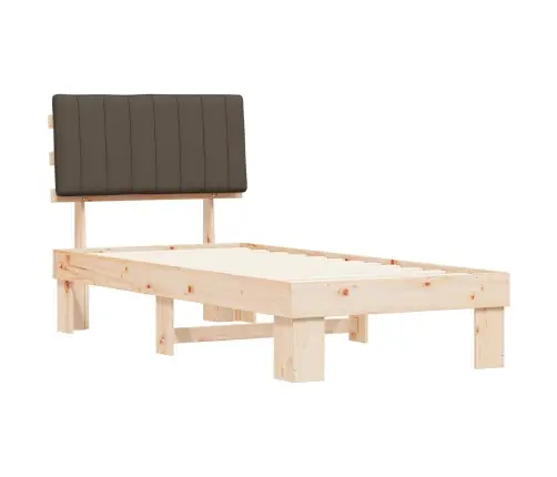 Voodiraam Pehme Peatoega Pruunikashall 90 X 200 Cm Tahke Mänd