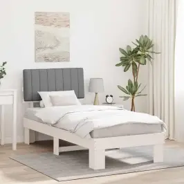 Gultas Rāmis Ar Polsterētu Galvas Balstu Gaiši Pelēks Vidaxl