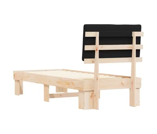 Voodiraam Pehme Peatoega Peaga Must 80 X 200 Cm Tahke Mänd