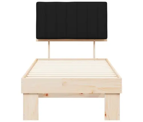 Voodiraam Pehme Peatoega Peaga Must 80 X 200 Cm Tahke Mänd