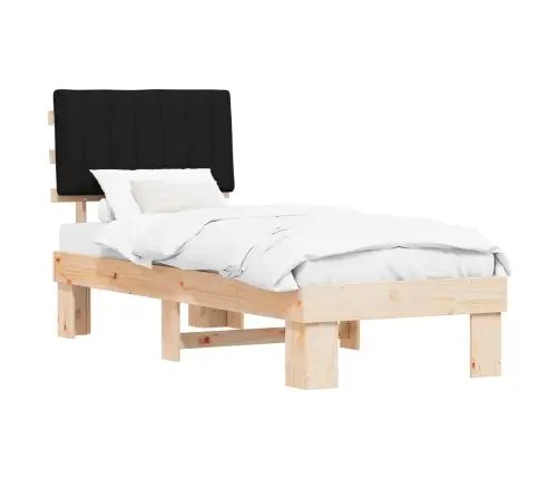 Voodiraam Pehme Peatoega Peaga Must 80 X 200 Cm Tahke Mänd