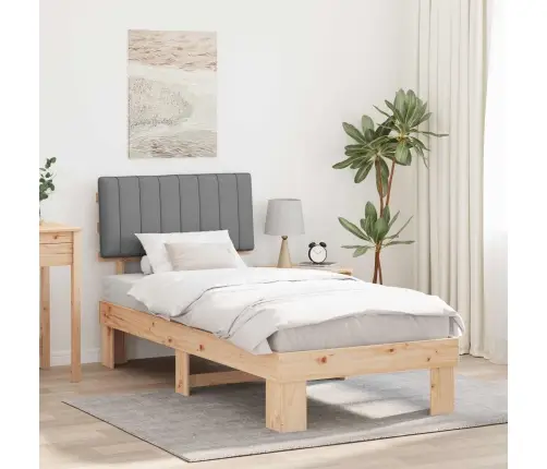 Gultas Rāmis Ar Polsterētu Galvas Balstu Gaiši Pelēks Vidaxl