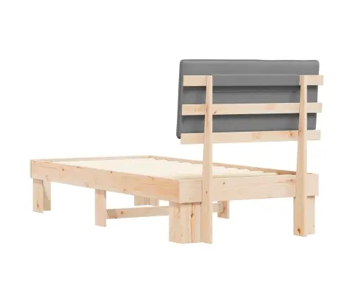 Gultas Rāmis Ar Polsterētu Galvas Balstu Gaiši Pelēks Vidaxl