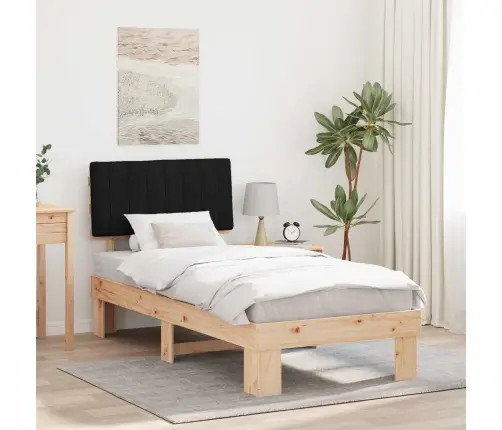 Gultas Rāmis Ar Polsterētu Galvas Balstu Melna 90 X 190 Cm Vidaxl