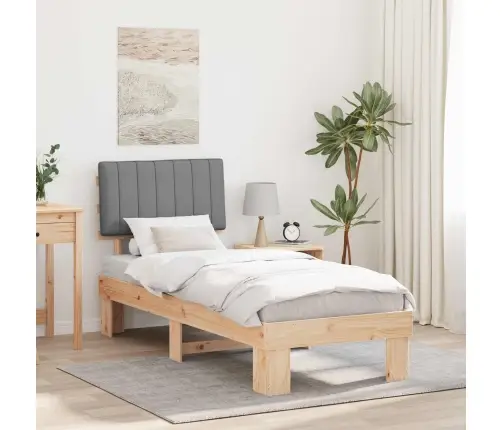 Gultas Rāmis Ar Polsterētu Galvas Balstu Gaiši Pelēks Vidaxl