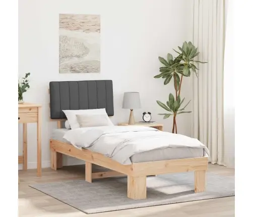 Voodiraam Pehme Peatoega Peaga Tumehall 75 X 190 Cm Tahke Mänd