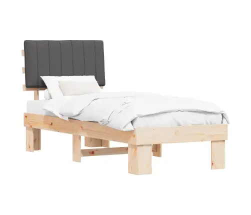 Voodiraam Pehme Peatoega Peaga Tumehall 75 X 190 Cm Tahke Mänd