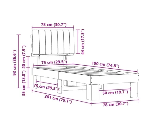 Lovo Rėmas Su Apmuštu Galvūgaliu Šviesiai Pilka 75 X 190 Cm