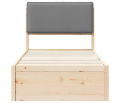 Voodiraam Pehme Peatoega Peaga Helehall 100 X 200 Cm Tahke Mänd