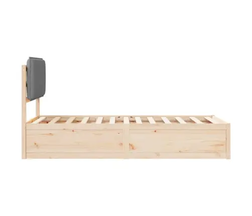 Voodiraam Pehme Peatoega Peaga Helehall 100 X 200 Cm Tahke Mänd