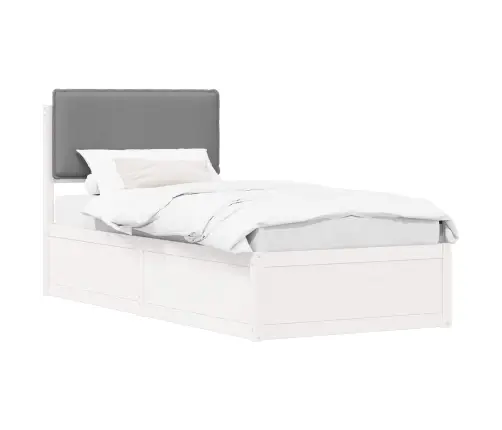 Voodiraam Pehme Peatoega Peaga Helehall 100 X 200 Cm Tahke Mänd