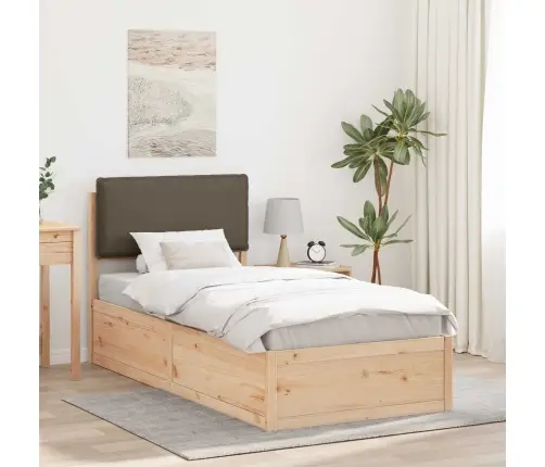 Gultas Rāmis Ar Polsterētu Galvas Balstu Pelēkbrūna 90 X 200 Cm Vidaxl