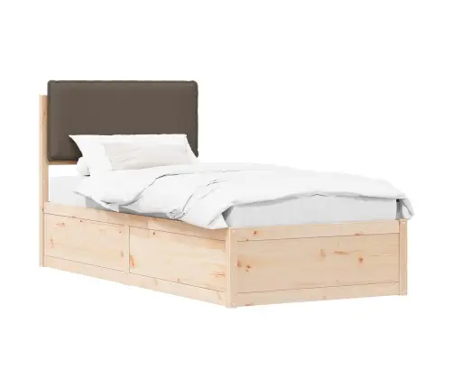 Gultas Rāmis Ar Polsterētu Galvas Balstu Pelēkbrūna 90 X 200 Cm Vidaxl