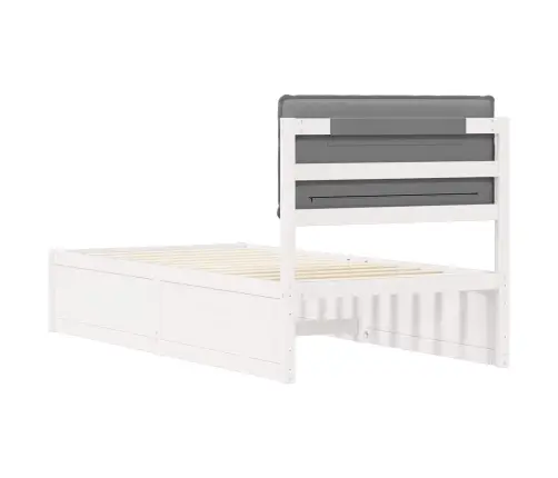 Voodiraam Pehme Peatoega Peaga Helehall 90 X 200 Cm Tahke Mänd