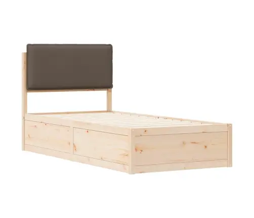 Gultas Rāmis Ar Polsterētu Galvas Balstu Pelēkbrūna 90 X 190 Cm Vidaxl