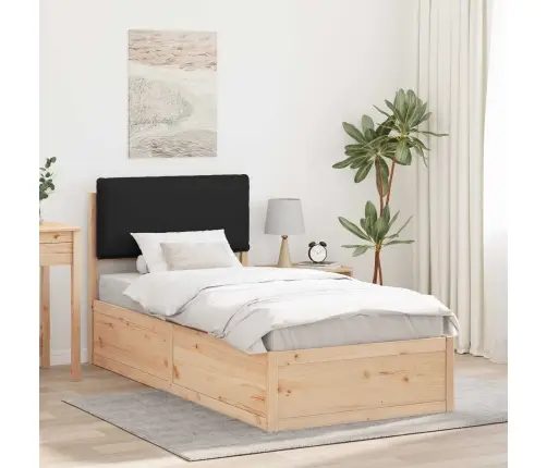 Voodiraam Pehme Peatoega Peaga Must 75 X 190 Cm Tahke Mänd