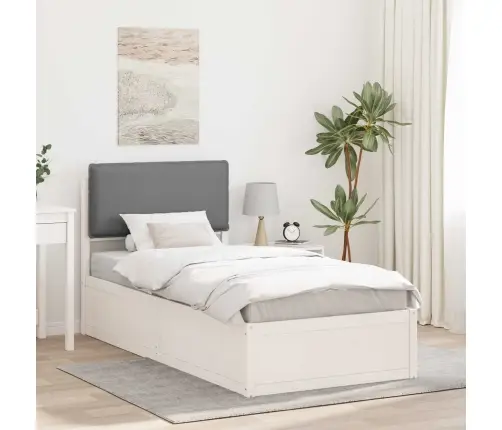 Gultas Rāmis Ar Polsterētu Galvas Balstu Gaiši Pelēks Vidaxl