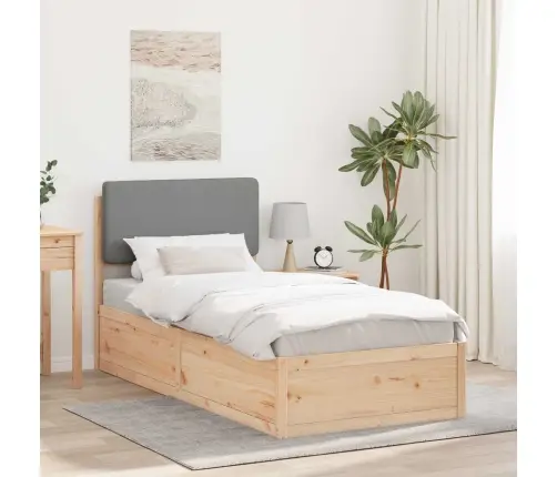 Gultas Rāmis Ar Polsterētu Galvas Balstu Gaiši Pelēks Vidaxl