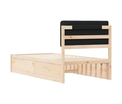 Gultas Rāmis Ar Polsterētu Galvas Balstu Melna 80 X 200 Cm Vidaxl