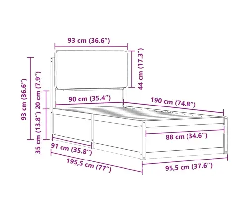 Gultas Rāmis Ar Polsterētu Galvas Balstu Tumši Pelēks Vidaxl