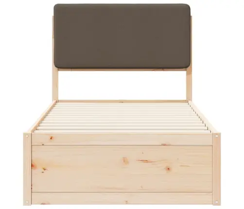 Gultas Rāmis Ar Polsterētu Galvas Balstu Pelēkbrūna 90 X 190 Cm Vidaxl