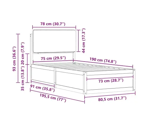 Gultas Rāmis Ar Polsterētu Galvas Balstu Gaiši Pelēks Vidaxl