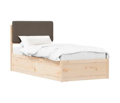 Gultas Rāmis Ar Polsterētu Galvas Balstu Pelēkbrūna 75 X 190 Cm Vidaxl